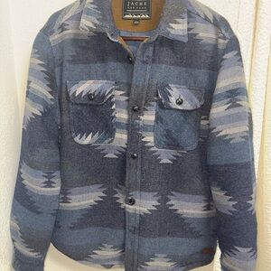 Jachs Indigo and Charcoal Patterned Shirt Jacket